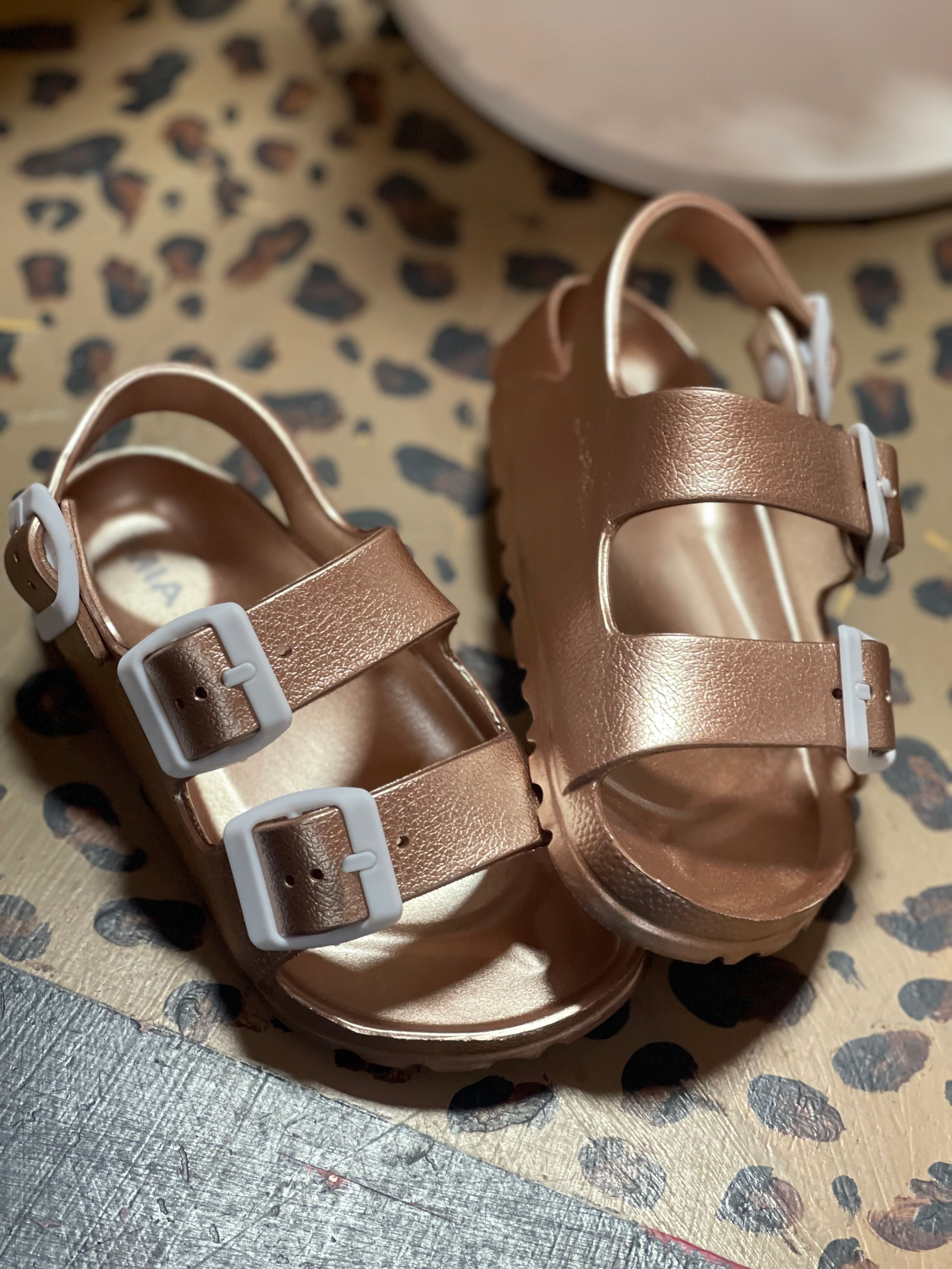 Mia Toddler Jasmine Rose Gold Sandals Bucks Bows Snyder